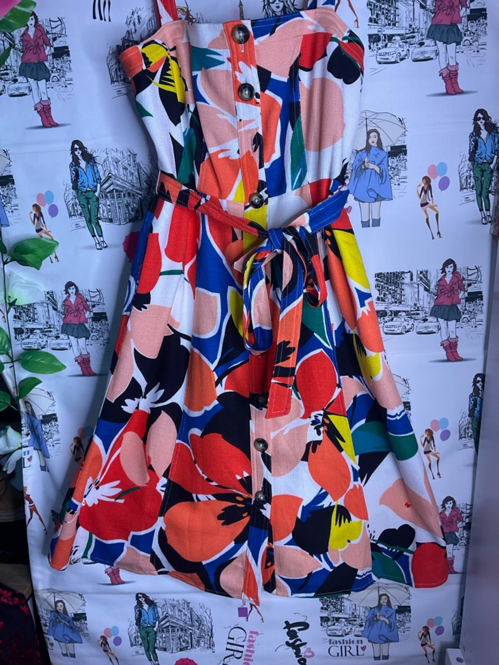 Donna Ricco Multicolor Floral Belted Maxi Dress